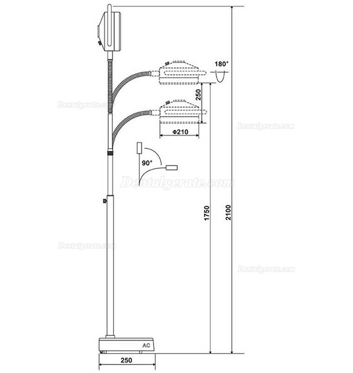 KWS&reg; KD-2012D-3 Medizinische Chirurgische LED Schattenlose Lampe (Grundtyp, Stehtyp)